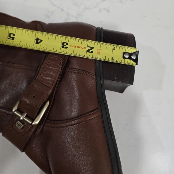 Bandolino Coppa Brown Leather Side Zip Knee Harness Riding Boots Women's Size 8M - Picture 13 of 16